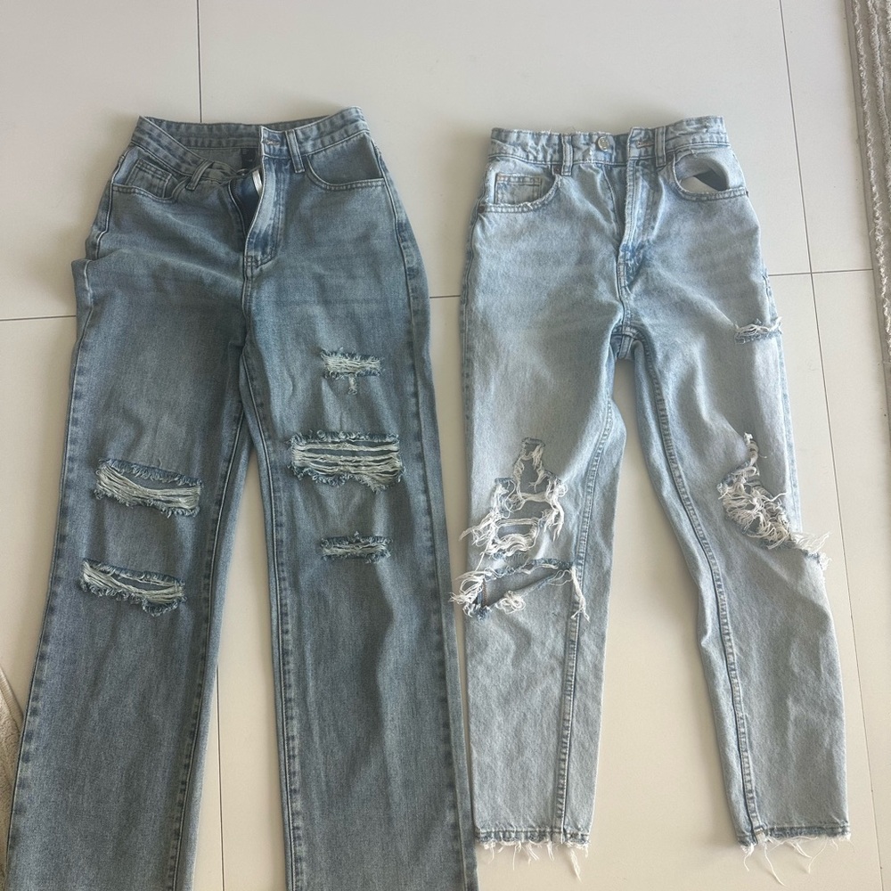 Zara, Cider, Stylish Light Blue Distressed Women Jeans bundle